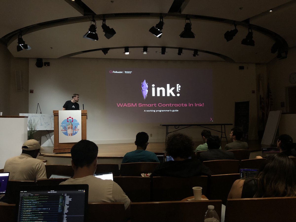 ink_lang's tweet image. 🎓 The #PolkadotAcademy is currently happening in Berkeley and ink! is again part of the curriculum!

This time our friends from @Aleph__Zero gave the smart contracts lectures at the number one educational @Polkadot event!

Find out more at @AcademyPolkadot.