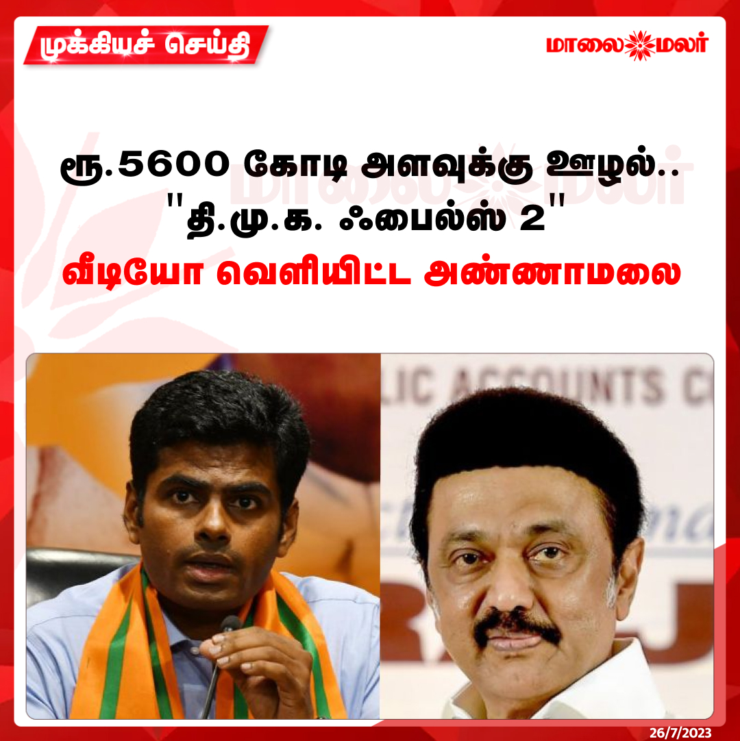 maalaimalar's tweet photo. ரூ.5600 கோடி அளவுக்கு ஊழல்.. "தி.மு.க. ஃபைல்ஸ் 2" வீடியோ வெளியிட்ட அண்ணாமலை
மேலும் படிக்க : https://t.co/i4AfdEZq8I
#Annamalai #dmkfilespart2 #MMNews #Maalaimalar https://t.co/DCFjfl3rkl