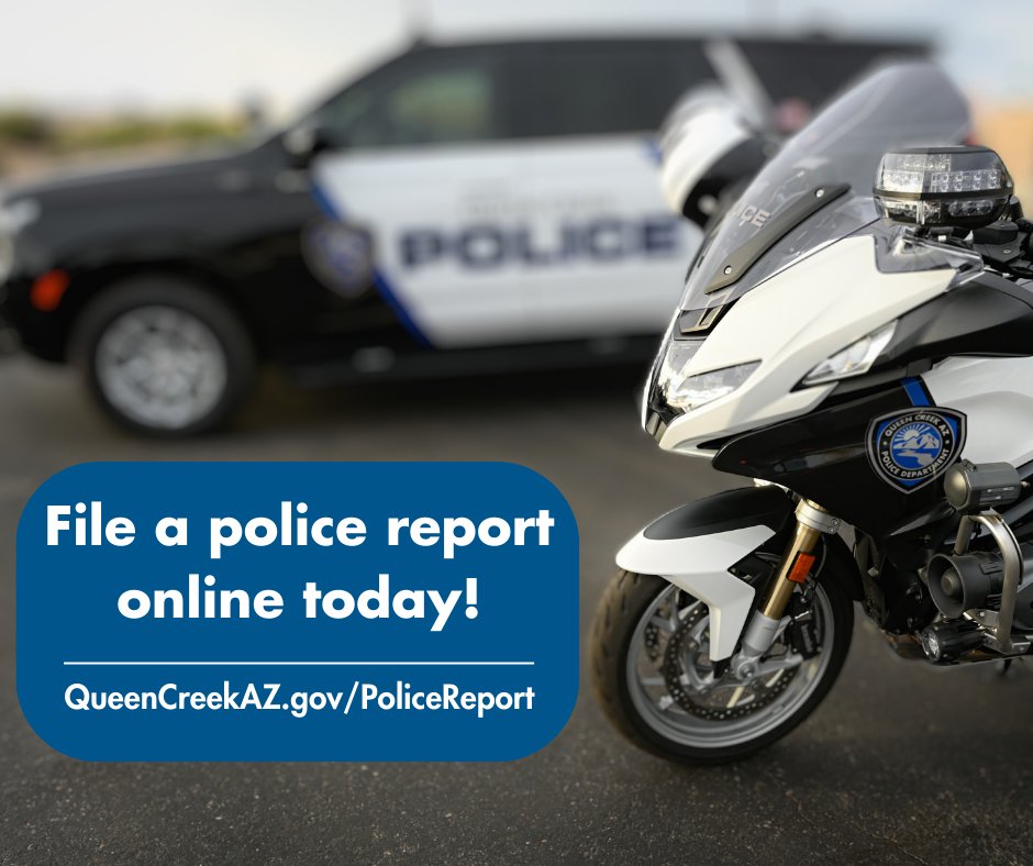 QCPD has launched a non-emergency online reporting service. 🚔

The system allows residents to submit non-emergency reports using a web browser and receive immediate virtual assistance.

🗞️ For more ⤵️
queencreekaz.gov/Home/Component…