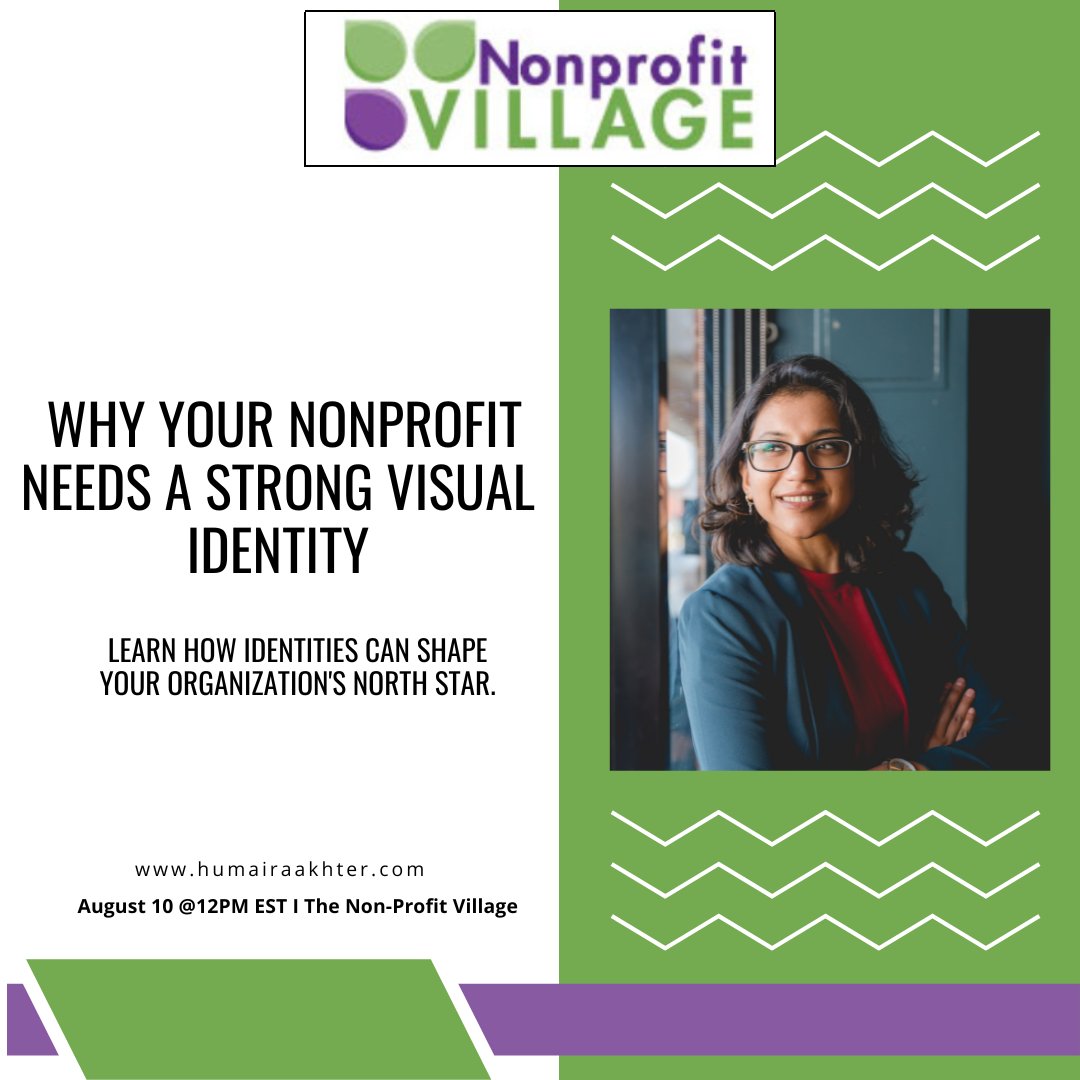 npvmoco's tweet image. Exciting news! Join us on August 10th at 12:00pm at @NonprofitVillage as we welcome the amazing Humaira Akhter! 🌟 She'll be sharing her expertise on 'Why Your Non-Profit Needs a Strong Visual Identity' 📷
