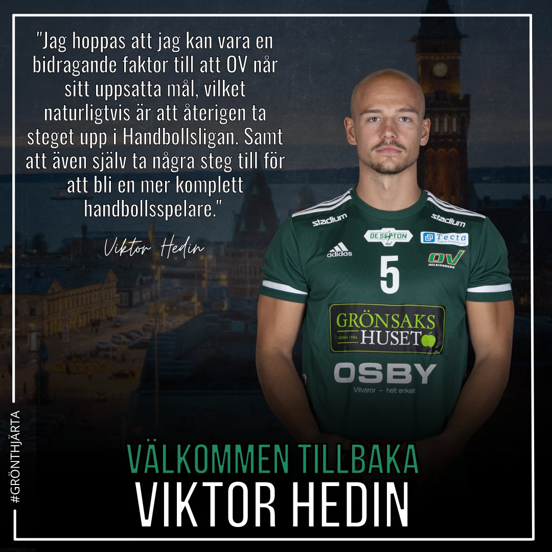 OVHelsingborg1's tweet photo. Det är med stor glädje vi välkomnar Viktor Hedin tillbaka till OV Helsingborg! Viktor var i klubben 2020 - 2022 och har sedan dess testat vingarna i Norge. Nu är han tillbaka i den gröna tröjan och kontraktet sträcker sig över två säsonger. 💚 https://t.co/PElkbfnVeb