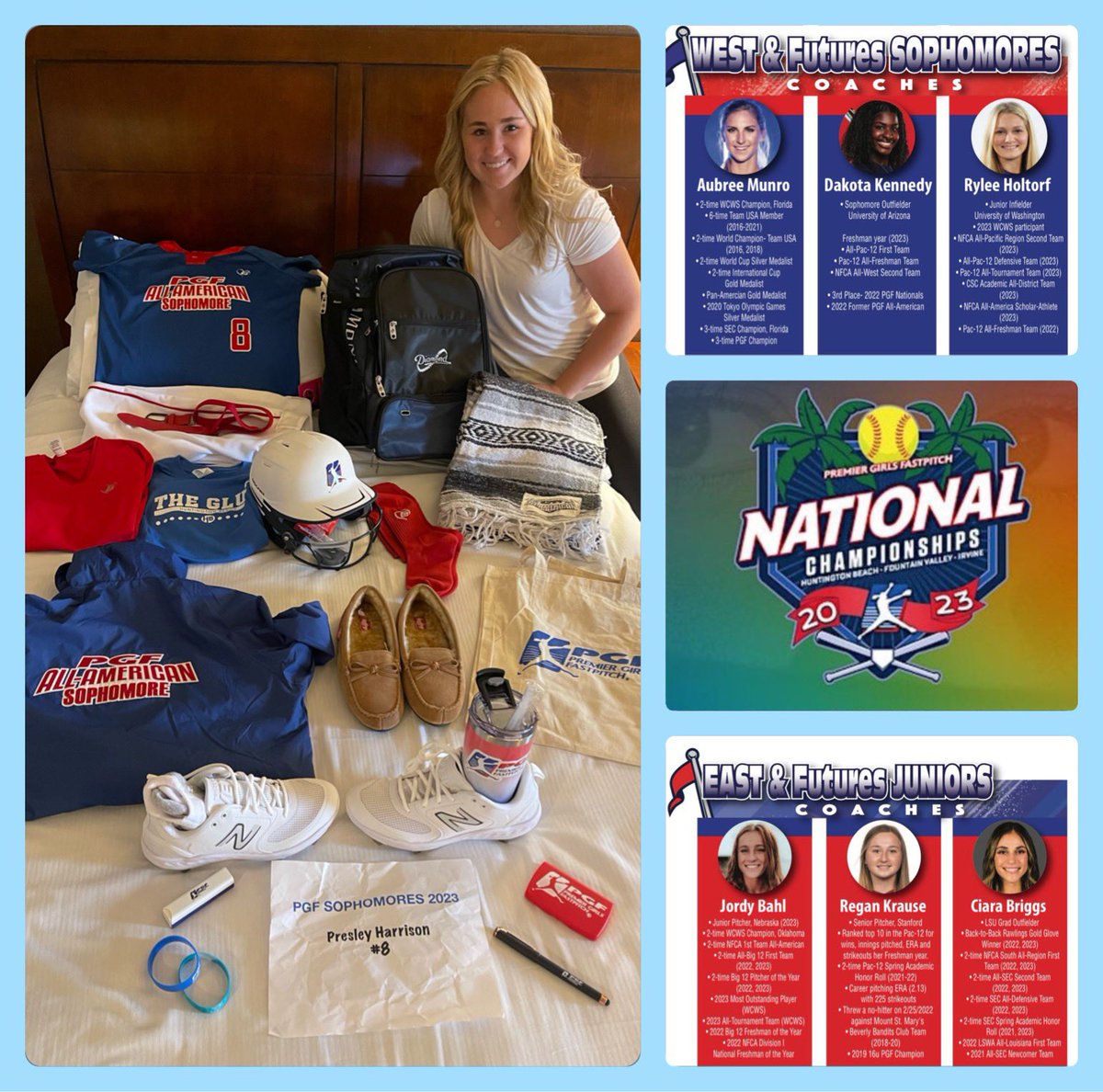 Thank you @PGFnetwork for selecting me to help represent  the 2025 Future⭐️’s. I ❤️the swag bag! Can’t wait to play Saturday with this awesome team & coaching staff! I’m grateful for this opportunity. #PGFAllAmerican #PGF2023 #playPGF @ExtraInningSB