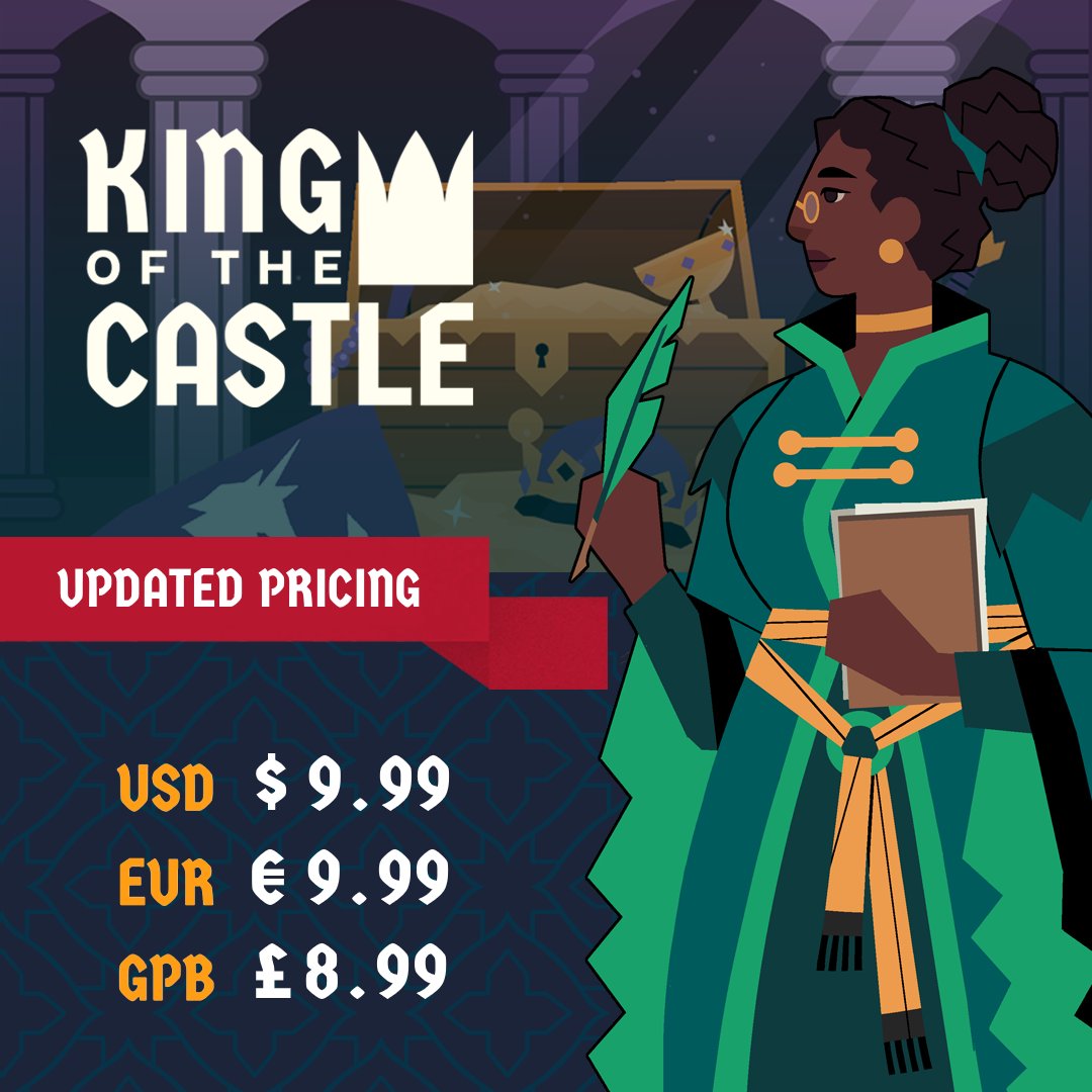 Greetings Monarchs and Nobles! 🎺 As previously announced, the price of King of the Castle has now been adjusted to reflect the additional content added since launch. Pick up KOTC at the low price of £8.99/$9.99/€9.99 and host the best Party game or Twitch session today!