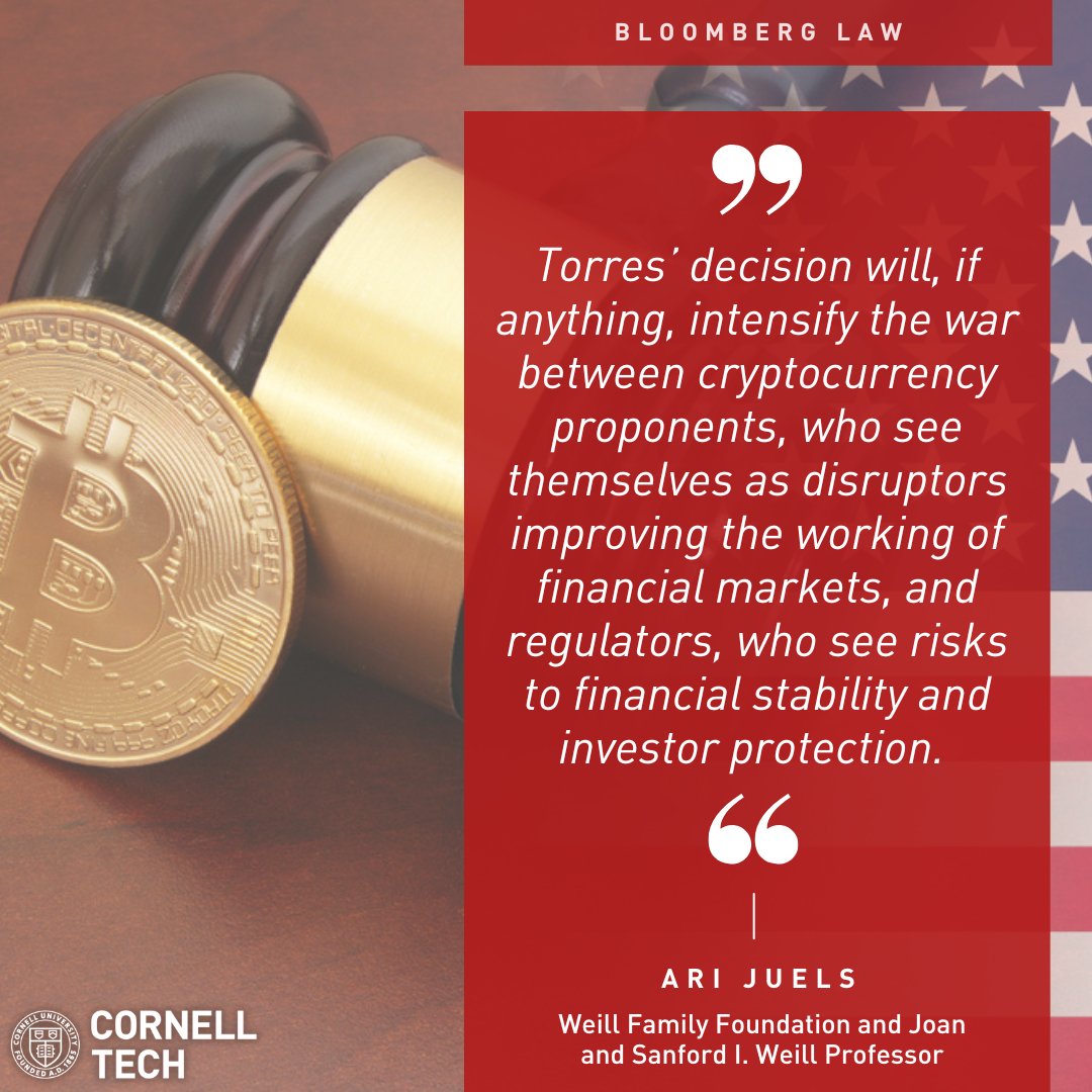 cornell_tech's tweet photo. Professor Ari Juels shared his thoughts on the Supreme Court’s SEC v. Ripple case, which aimed to clarify whether or not cryptocurrencies should be classified as securities: https://t.co/0QDcY3441D

@Cornell #TechLaw #Crypto #SECvRipple #CornellTech https://t.co/1gmu2lV00b