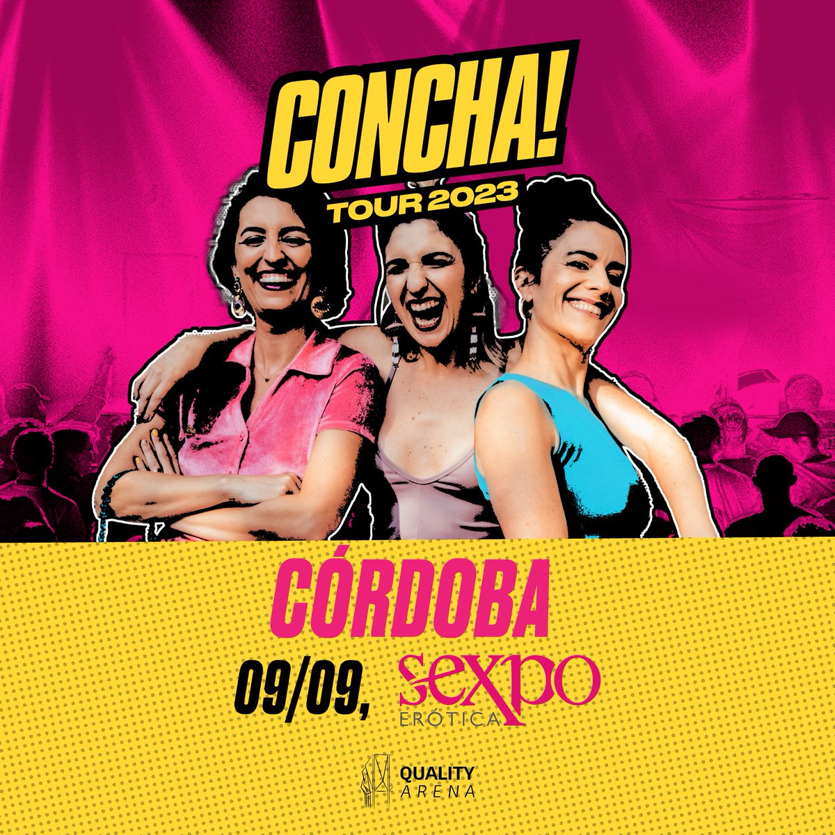 sexpoerotica's tweet photo. ❤️🔥 ¡#conchatour! ❤️🔥
Llega el #conchaverso a #CORDOBA 💓✨
Concha es mucho más que eso: ahora concha es una comunidad.
@ladaliaa @oujima @LauPassalacqua 🐚
👉🏽 La cita es en la #sexpo el 9 de septiembre
🎫 Entradas a la venta en https://t.co/ePDT06R7nL y boleterías.
.
#Cordoba https://t.co/GKYs6zKvtG