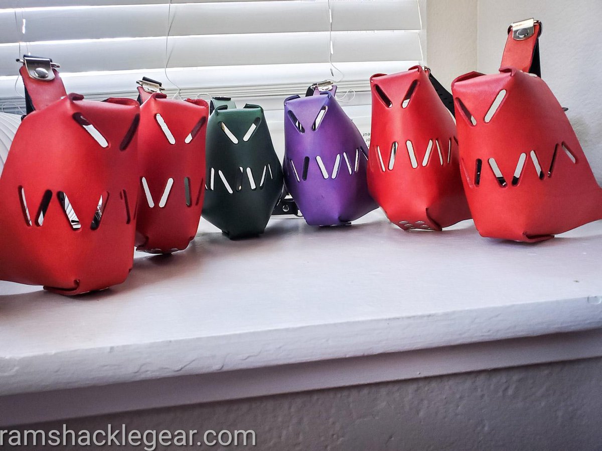 🐾 Batch of completed chompy muzzles, which will be available this weekend at Up Your Alley.

All left over stock will be available online next week!