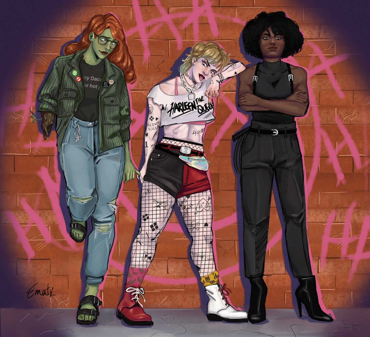 thinkerivyy's tweet photo. — Ivy, Harley Quinn &amp; Selina by mataurin https://t.co/G6uxbMHsEi