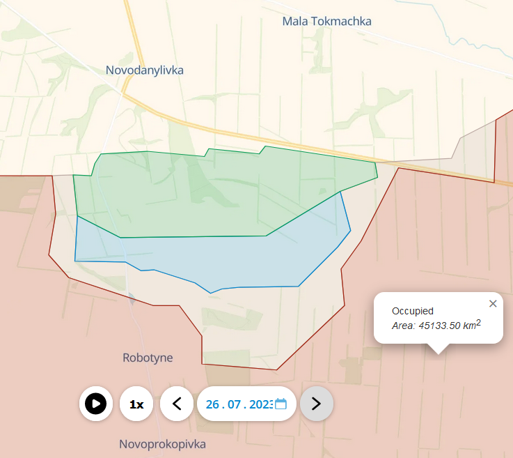 P__Oli's tweet photo. And also at #Robotyne (north of #Tokmak and #Melitopol) the orcs are still retreating. Overall, Mordor has shrunk by (at least) 9 km² on the southern front. #DeepstateUA https://t.co/nvpVk7O888 https://t.co/lj8OYn0uvo