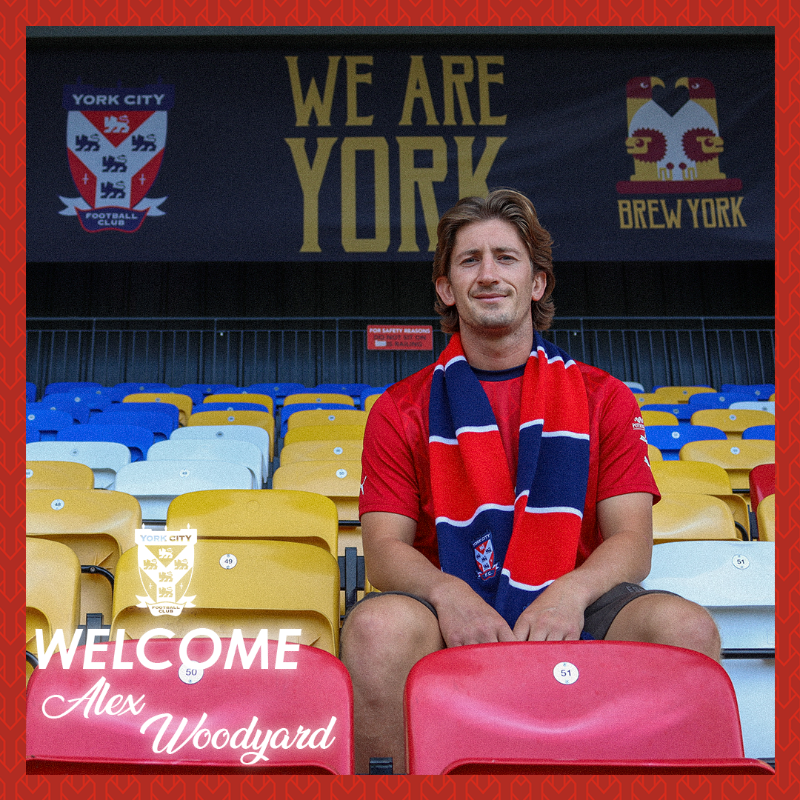 YorkCityFC's tweet photo. ✍️ Welcome to York, Alex Woodyard!

We are delighted to announce the signing of the central midfielder with bags of EFL experience.

More ⬇️ | #YCFC 🔴🔵