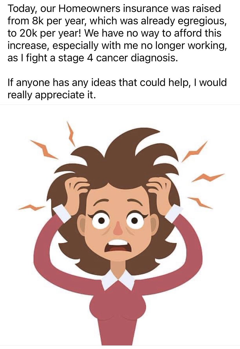 CHunschofsky's tweet image. Another constituent dealing with unaffordable property insurance. Increase of $12k while she is dealing with stage 4 cancer. This is not a new problem, this is not an outlier…our constituents need help NOW not another 2 years from now…