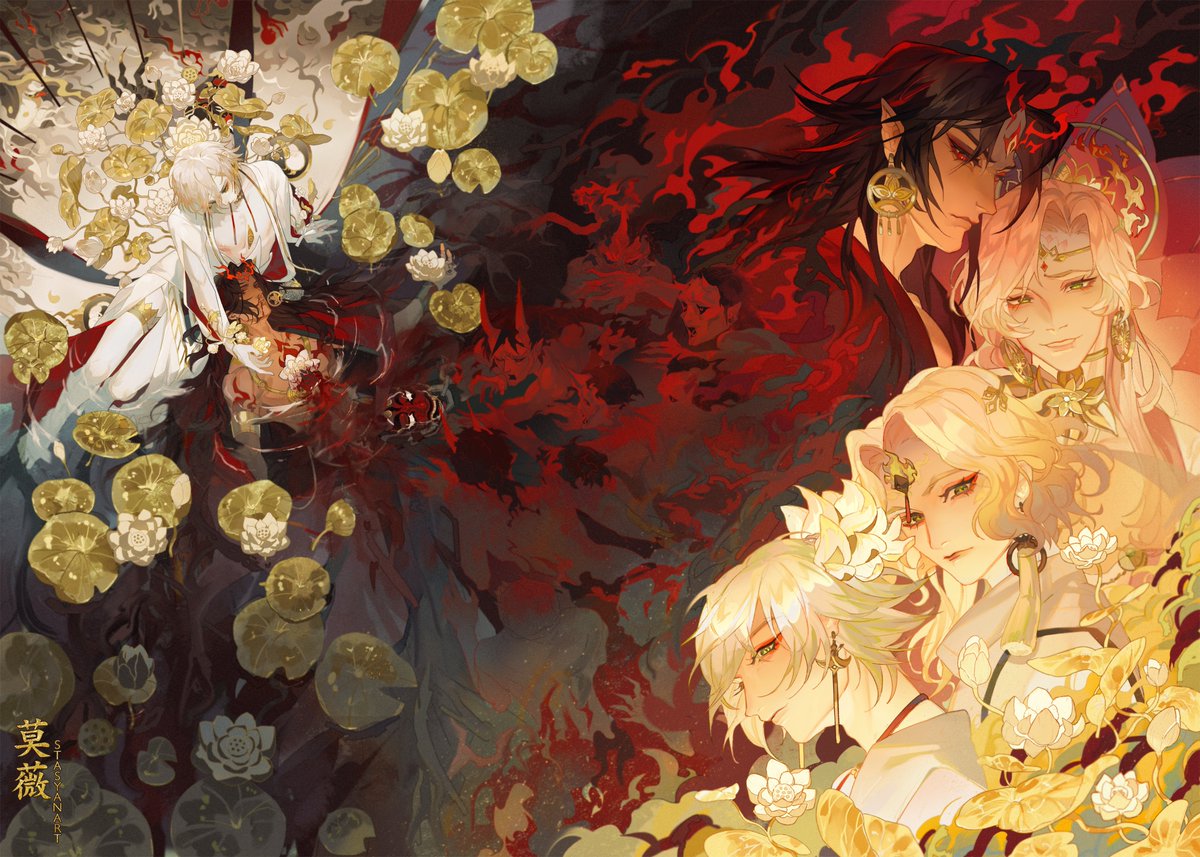 Finally I can show my artwork in #inmyheartbook 
I love these characters so much, it was a pleasure to draw

#Onmyoji #Taishakuten #Asura #陰陽師