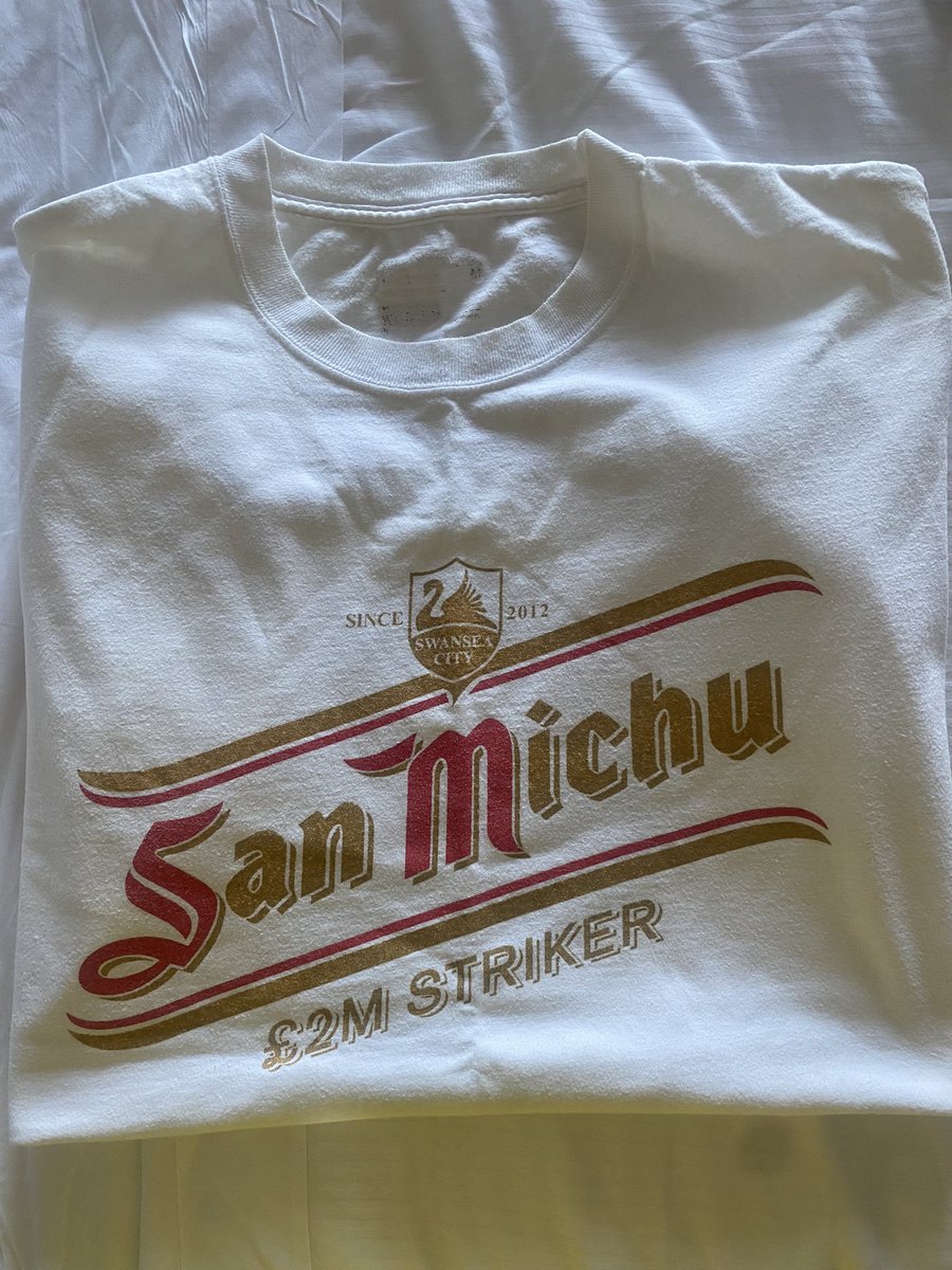 ashswans's tweet photo. Thought of this t shirt after listening to Sophie Davies on @TheAiCPodcast , bought after QPR game , great days , not quite Monclur 😂 https://t.co/Uj58y41eKJ