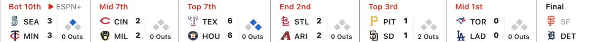 dwoodwar's tweet photo. Quirk in time when every MLB game happening was tied.  Funny small moments that don't last for long. https://t.co/owd5Bm577X