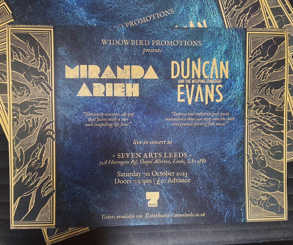 Flyers and posters have arrived for our special double-headline show with @mirandaarieh in a couple of months!

Saturday 7th October 2023 at @Seven_Arts Leeds.

Tickets: https://t.co/pdM6fbeI7P https://t.co/19F1EBcSYi