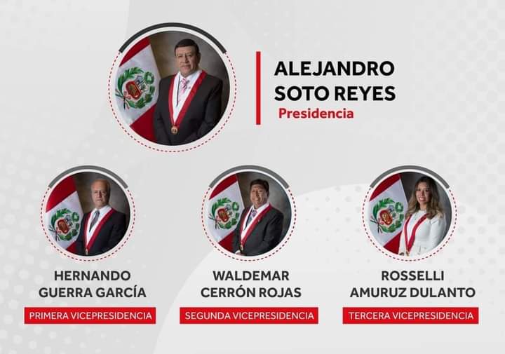 Nueva mesa directiva del Congreso. Alejandro Soto titular del Parlamento nacional. @congresoperu