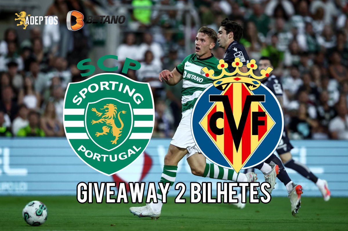 SORTEIO 2 BILHETES VS VILLARREAL (DOMINGO - 20:30H, ALVALADE)🚨

- Seguir <a href="/Betano_PT/">Betano Portugal 🔞</a> e <a href="/Sporting_CPAdep/">Sporting CP Adeptos 🏆🏆</a> 
- RT + FAV

Vencedor anunciado sábado às 20:30 ⏳