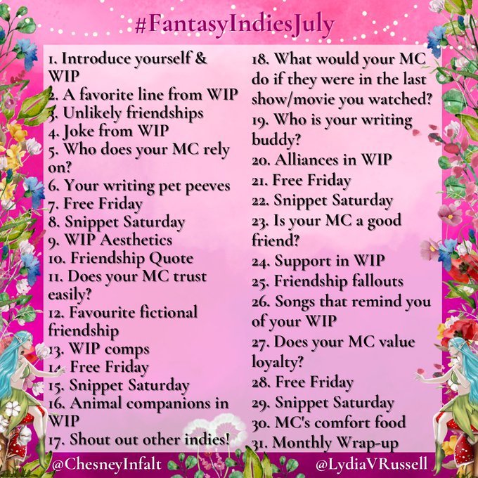 #FantasyIndiesjuly  Day 26  Normally I'll collect a lot of songs that feel close to my WIPs but so far none for Aren's 🤔
