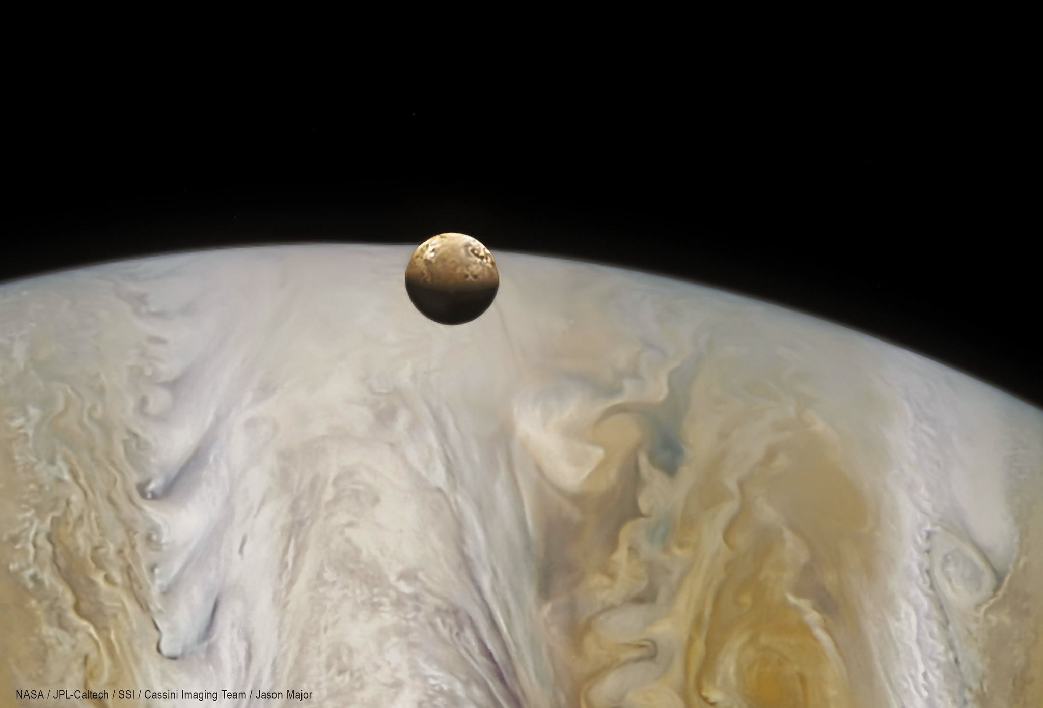 The SETI Institute on X: "#PPOD: Io in Front of Jupiter This  color-composite image of Jupiter and its moon Io is made from data acquired  by NASA's Cassini spacecraft on January 1,