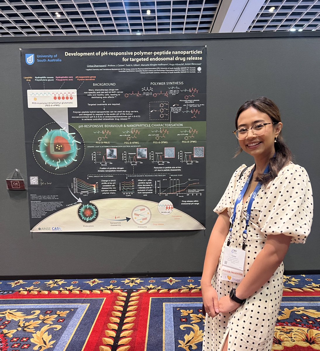 Cintya Dharmayanti (@cintya_d_) on Twitter photo Super excited to be here in Las Vegas at #CRS2023 to present my PhD research! 🇺🇸 Thank you again to the amazing <a href="/CASChemistry/">CAS</a> #CASFutureLeaders Program and the <a href="/RACInational/">Royal Australian Chemical Institute</a> Polymer Division for their support 🩷
Come say hello at poster #455 😊
<a href="/UniSA_CPI/">UniSA Centre for Pharmaceutical Innovation</a> <a href="/UniversitySA/">UniSA</a> <a href="/WiC_SA/">Women in Chemistry SA</a> Super excited to be here in Las Vegas at #CRS2023 to present my PhD research! 🇺🇸 Thank you again to the amazing <a href="/CASChemistry/">CAS</a> #CASFutureLeaders Program and the <a href="/RACInational/">Royal Australian Chemical Institute</a> Polymer Division for their support 🩷
Come say hello at poster #455 😊
<a href="/UniSA_CPI/">UniSA Centre for Pharmaceutical Innovation</a> <a href="/UniversitySA/">UniSA</a> <a href="/WiC_SA/">Women in Chemistry SA</a>