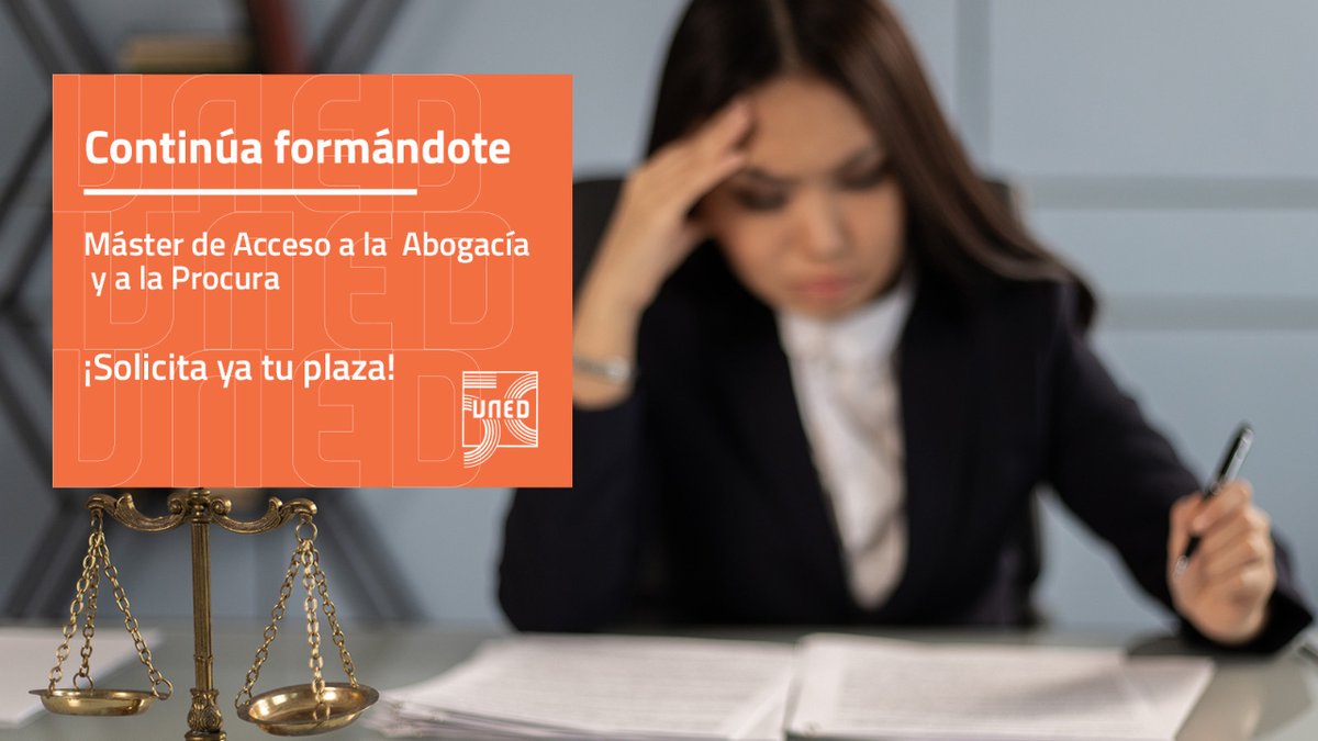 📣 ¡Preincripción abierta!

El primer período de preinscripción para el Máster Universitario en Acceso a las Profesiones de Abogacía y Procura de la <a href="/FacDerecho_UNED/">Fac. Derecho UNED</a> estará abierto hasta:

📆 31 de julio
➡️Preinscripción online👇
app.uned.es/portal/admisio…

#EstudiaEnLaUNED