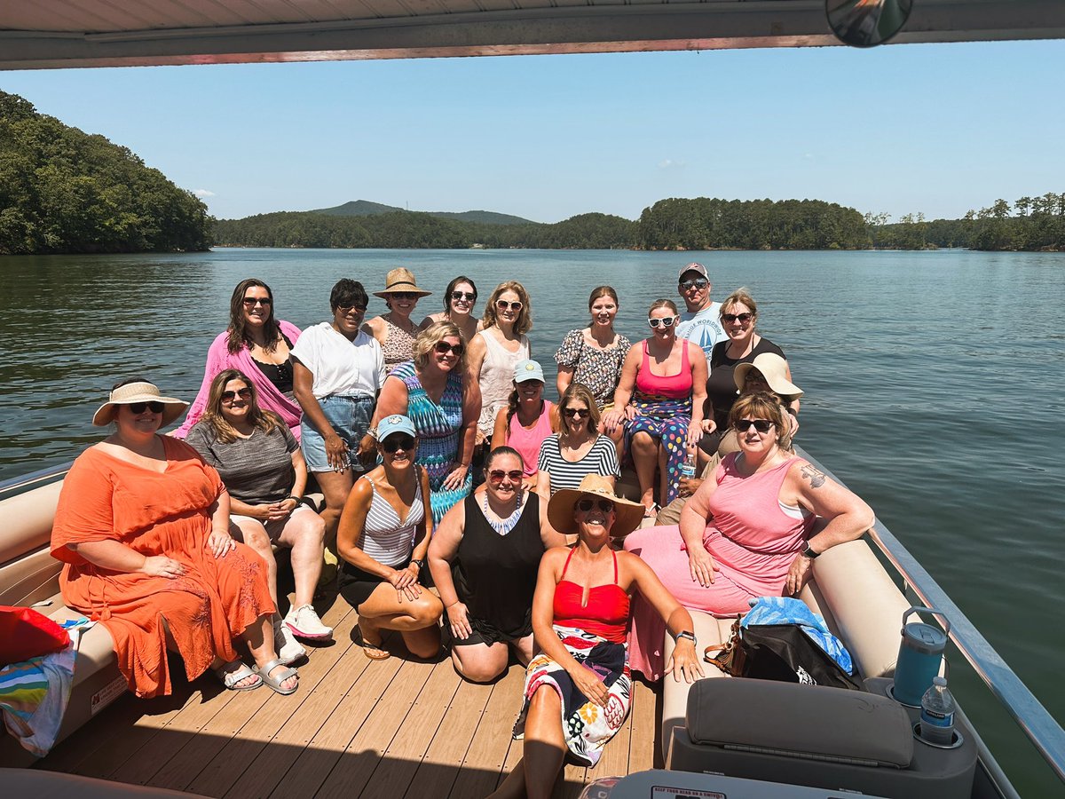 The <a href="/PalmerMiddle/">Palmer Middle School</a> Leadership Team set sail today! We’re rowing the boat right into the 2023-24 school year and are ready to continue to cruise toward success! Best meeting location meeting ever! It was a perfect day for team building and bonding on the lake! 🛥️ 💙
