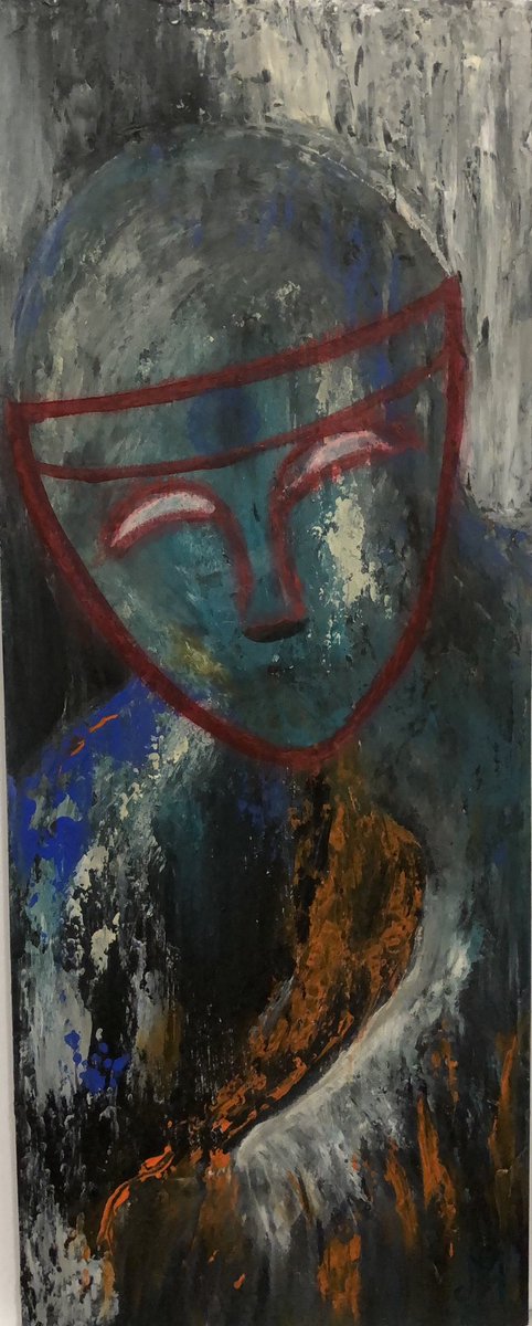 MariaAstrom1's tweet photo. "Invisible mask" 50x20cm acrylic. Our mask is invisible, but we don't know it. This is part of the character series. opensea #nftforsale #openseaart #art #artforsale #painting #paintingsforsale #characterpaintings #OpenseaNFTs https://t.co/fmbiSEawWO