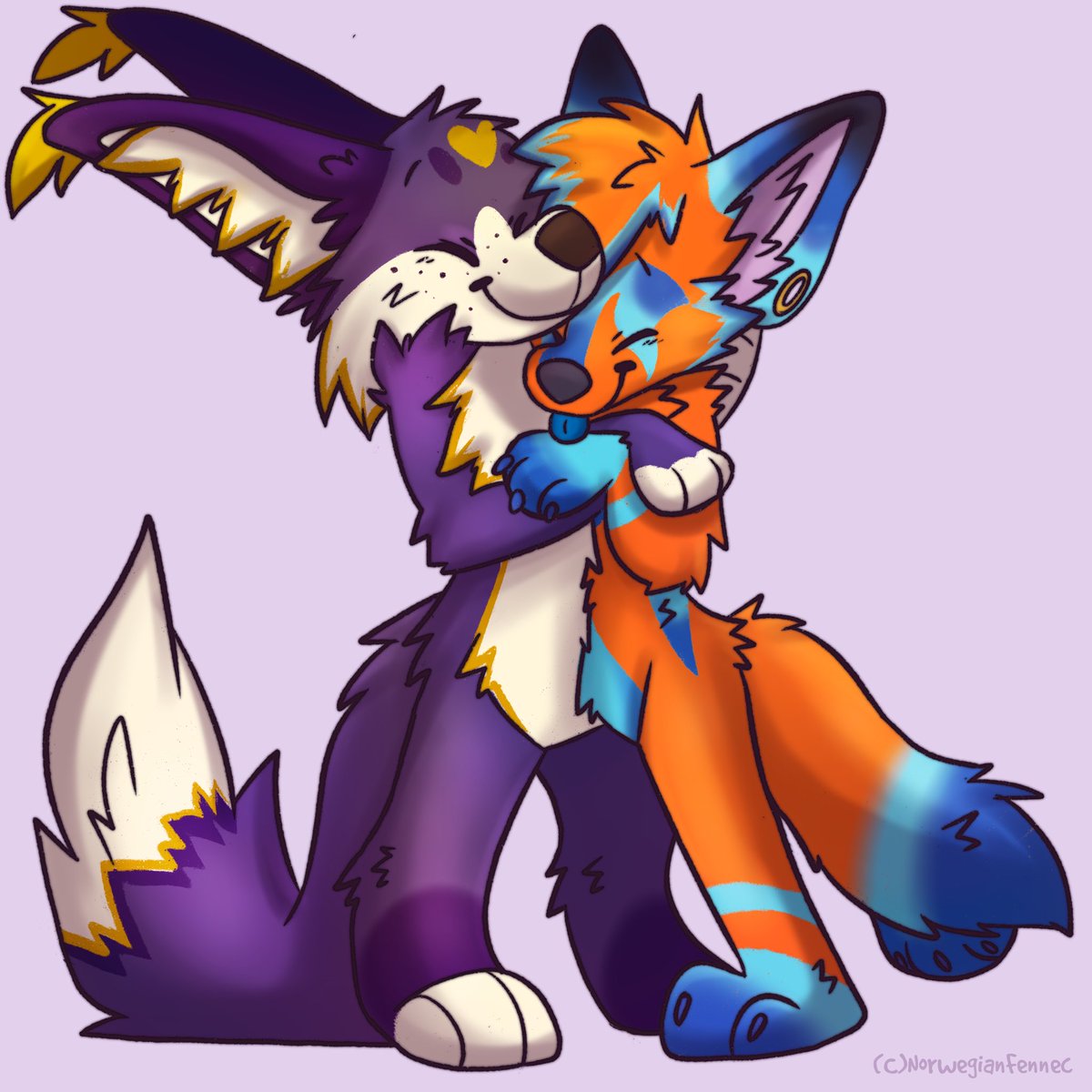 NorwegianFennec's tweet photo. Art for some cuties 💜🧡💙

@FennecWinnie @VestaV1nd #furry https://t.co/gUtaAipuzD