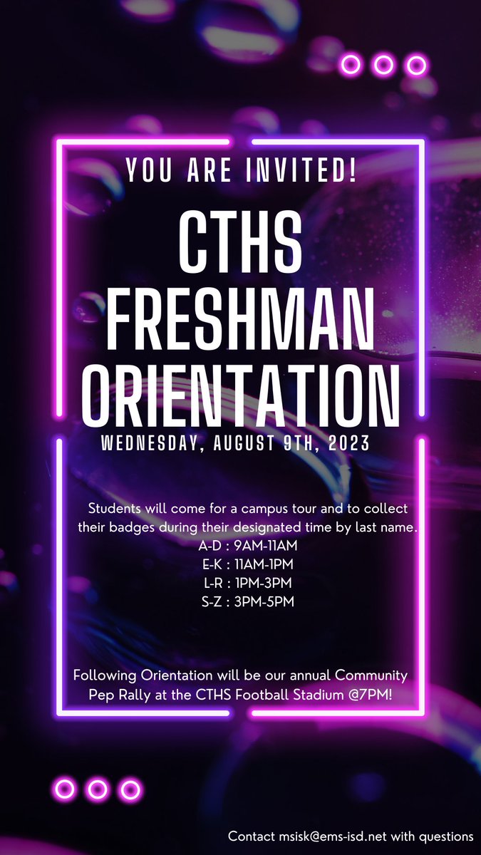 📢Attention Incoming Freshmen and new CTHS Students!📢
See below for Freshmen Orientation info! 👇