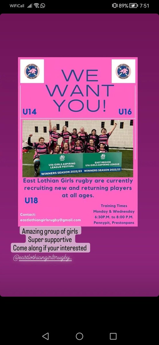 @eastlothiangir1 @BoogsTweets @MeganGaffney7 @itschloerollie @Scotlandteam @scotwomenrugby any chance you would please retweet helps us grow our amazing team with more amazing players.