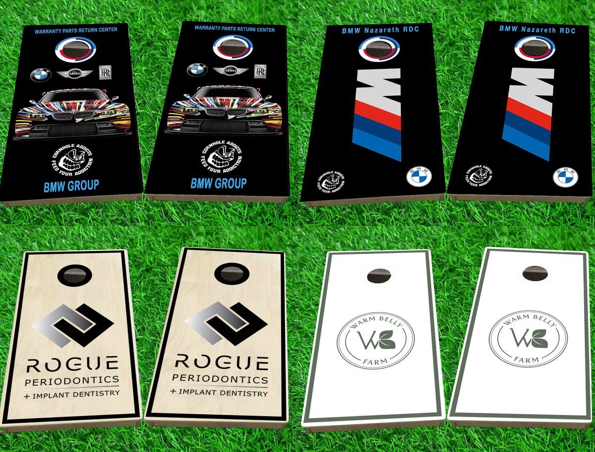 CornholeAddicts's tweet image. Need boards with your company logo? We can help! Here are a couple we recently did for BMW and others. Reach out for more information
#cornholeaddicts #cornholeboards #customboards #yourlogoboards #companycornholeboards #feedyouraddiction

bit.ly/3pVlQee