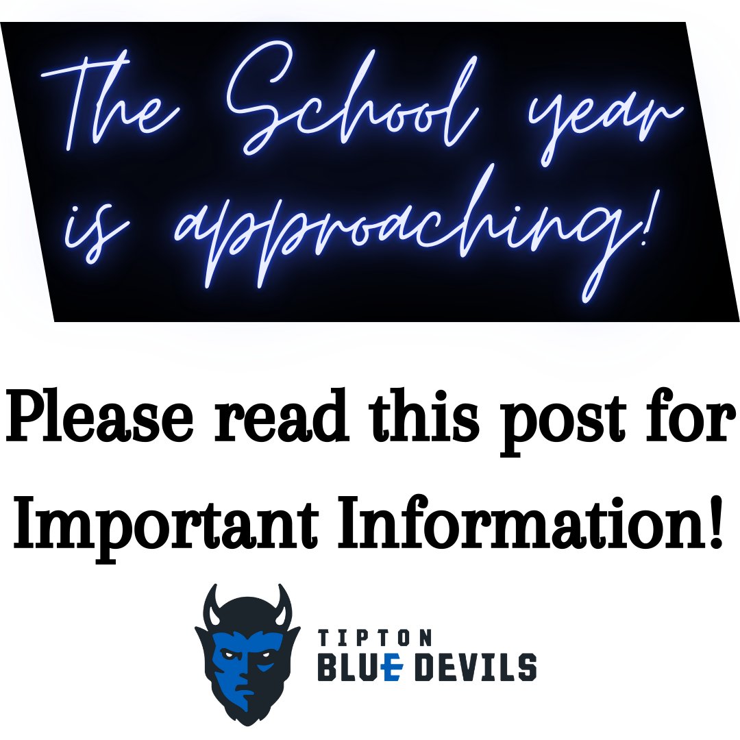 TiptonHS's tweet image. The high school offices open on July 25th from 8-3 each day!

Between July 25th and Aug 2nd, incoming sophomores and seniors are encouraged to pick up their school computers. Freshmen will receive their devices during Blue Devil Kick-Off on Aug 8th.

Questions? (765) 675-7431