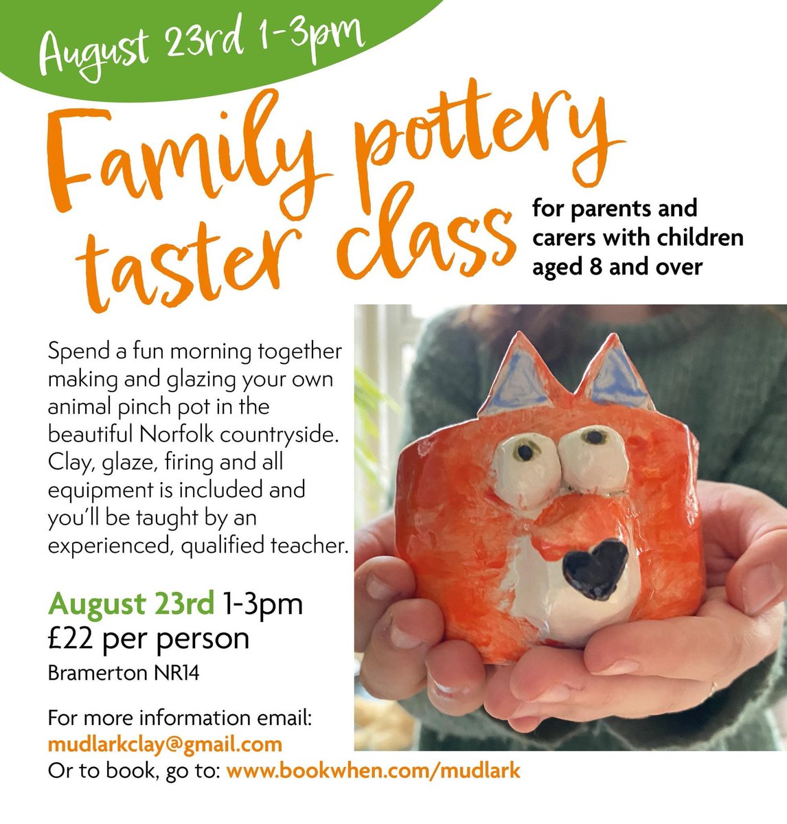 Get creative with clay this summer!
Make and glaze an animal pinch pot of your own. Everything you need is supplied, including clay, glaze and firing. To book: bookwhen.com/mudlark
#summeractivities #learnpottery #whatsoninnorfolk #norwichevents #norwichlife #mhhsbd