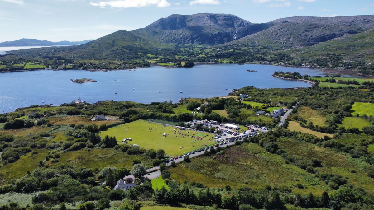 AdrigoleGAA's tweet photo. Is there a more scenic GAA pitch in the world, probably not !!! Adrigole GAA will host our annual festival (including the duck race) starting on Thursday August 3rd . Details can be found at https://t.co/QJiNSBnKi0 Picture courtesy of @seanshea92 https://t.co/ccYI1tqO8j