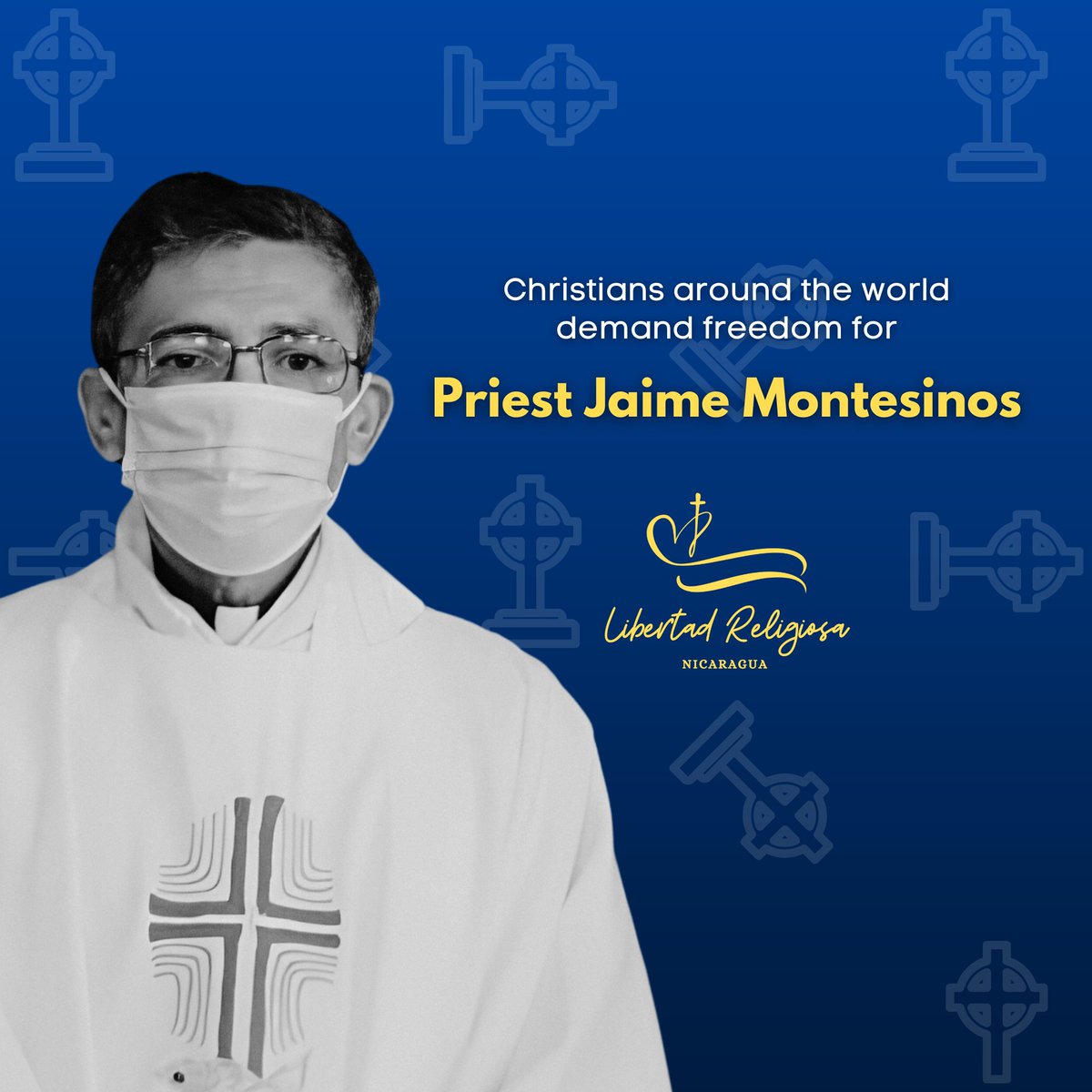 RFN2023's tweet photo. Después de meses de acoso por parte de turbas sandinistas a la Iglesia del sacerdote Jaime Montesinos, la policía sandinista finalmente lo encarceló el 24 de Mayo del 2023, bajo supuestas investigaciones por "traición a la patria". 
#LibertadReligiosaNicaragua https://t.co/wgVCGXMdBQ