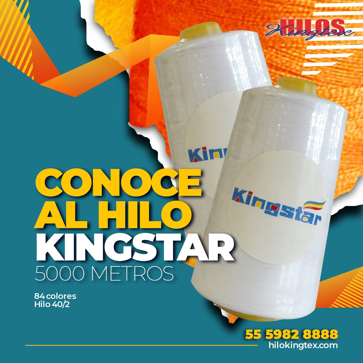 HilosKingtex's tweet photo. Hilo Kingstar 40/2 con 5000 mts.
100% poliéster.
Contamos con variedad de colores
https://t.co/fV7KCaQLYr
📷 𝑯𝑰𝑳𝑶𝑺 𝑲𝑰𝑵𝑮𝑻𝑬𝑿
𝑰𝑫𝑬𝑨𝑳 𝑷𝑨𝑹𝑨 𝑻𝑶𝑫𝑶 𝑻𝑰𝑷𝑶 𝑫𝑬 𝑷𝑹𝑬𝑵𝑫𝑨𝑺
𝗟𝗹𝗮𝗺𝗮 𝗮𝗹 55 𝟱𝟵 𝟴𝟮 𝟴𝟴𝟴𝟴
#HilosKingtex #Kingtex #Hilo #IndustriaTextil https://t.co/unIC4swEFv