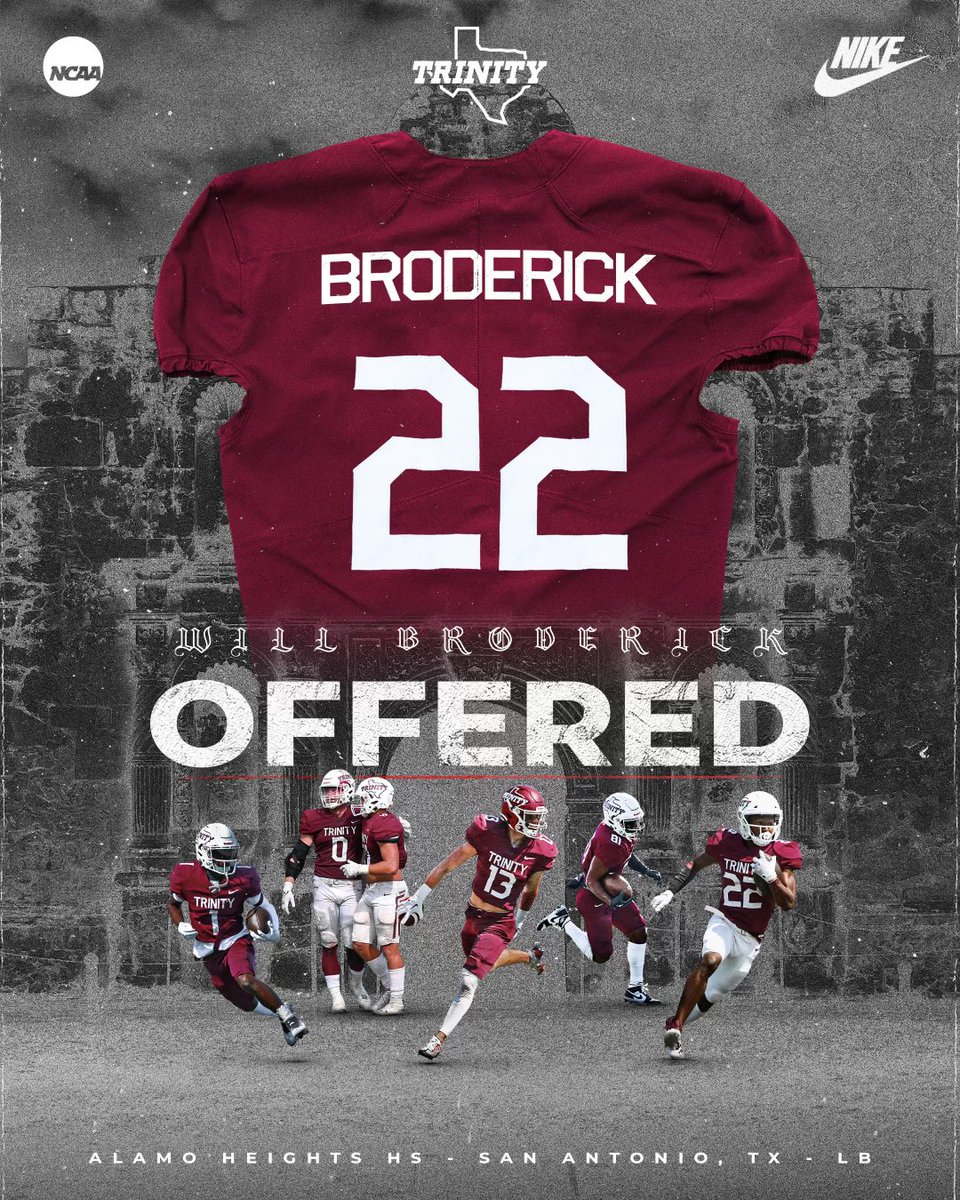 After a great visit with <a href="/JerhemeUrban83/">Jerheme Urban</a> and <a href="/CoachMichalak/">Coach Michalak</a>, I am blessed to announce that I have received an offer from Trinity University! 
<a href="/ahmulesfootball/">AH Mules Football</a> <a href="/coachrittimann/">Coach Rittimann</a>