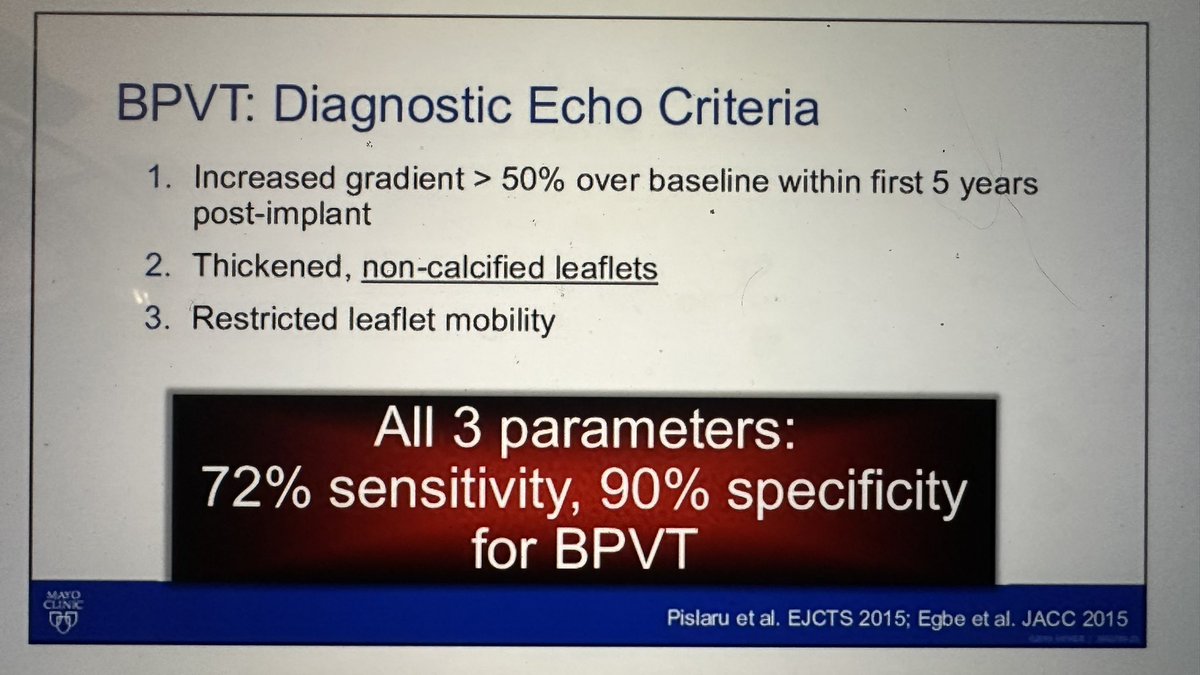 roeckler's tweet photo. @SorinVPislaru @SorinVPislaru ending day 1 of #EchoAlaska dispelling several misconceptions of bioprosthetic alive thrombosis (BPVT) including:
1. Uncommon
2. Unusual in surgical valves
3. Only occurs early (first year)
4. Easy diagnosis
5. Oral AC quickly restores function
6. Benign https://t.co/No3lTttaV7