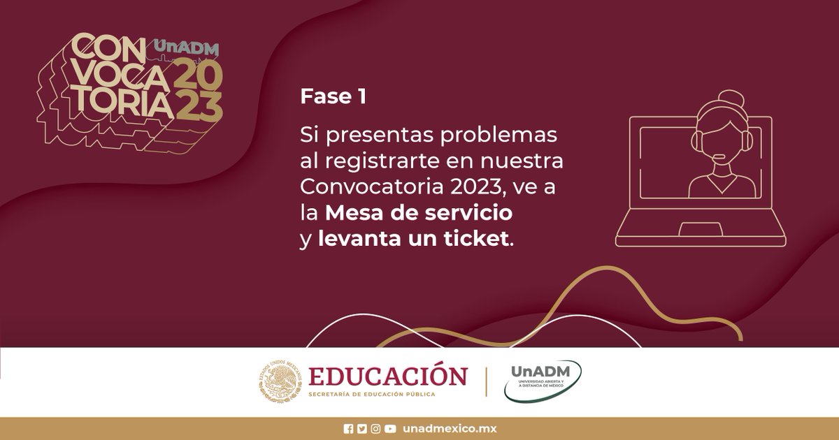 UnADM_Mx's tweet photo. #EstimadosAspirantes ⚠️⚠️

El ticket será indispensable para cualquier aclaración posterior. 

👉👉 https://t.co/qrexAa5KDW

#ConvocatoriaUnADM2023 https://t.co/vhny8vHrZC