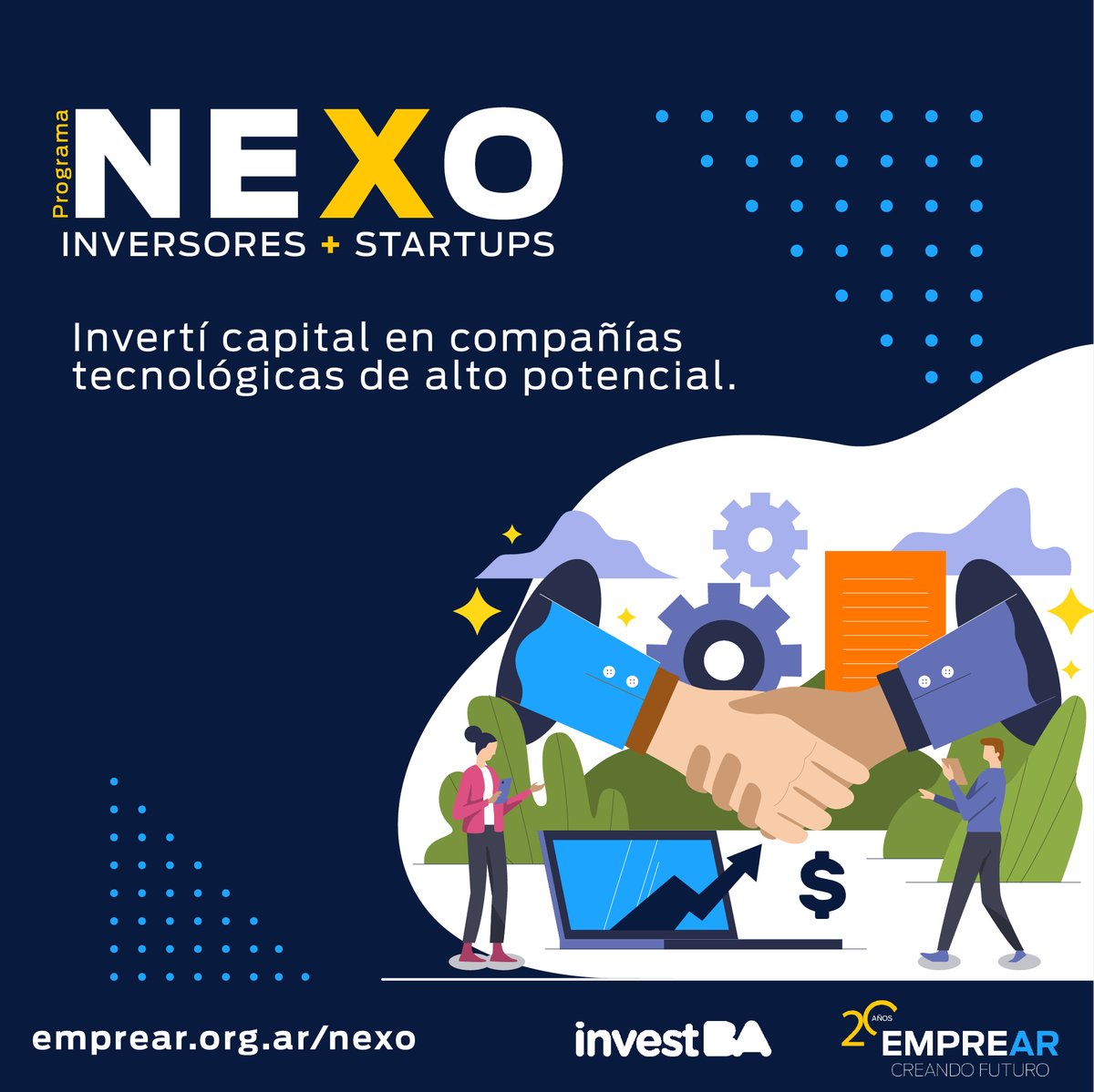 Sumate al nuevo programa de <a href="/Emprear_Innova/">EMPREAR OFICIAL</a> junto a <a href="/invest_BA/">investBA</a>.
Si ya tenés experiencia como inversor ángel o si estás buscando diversificar tus inversiones en un activo con gran potencial, ¡NEXO es perfecto para vos!
Aplica ahora: bit.ly/Nexo-Inversores