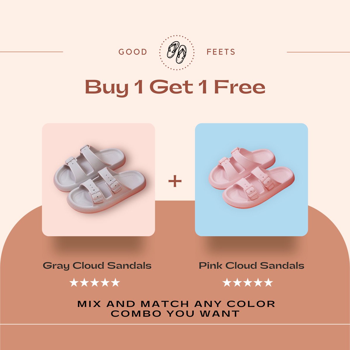 goodfeetsnyc's tweet photo. BUY 1 GET 1 FREE for a limited time at https://t.co/uRq9eG0Ijf

Get rid of tired achy feet and enjoy the pure bliss of walking on clouds 🩴

#cloudsandals #slippers #pillowslides #slippers #bogo https://t.co/0LZI6GH0O1
