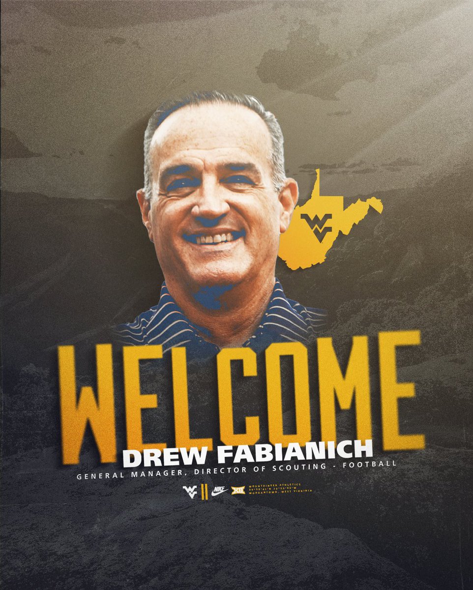 We're excited to welcome longtime NFL scout Drew Fabianich to Morgantown as our General Manager, Director of Scouting! Drew brings 37 years of football experience to our staff. 🔗 wvusports.co/3Q6HsyT #HailWV