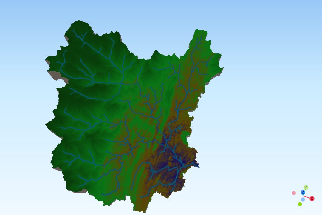 Adebanji_Mine's tweet photo. Map 3: 

I created a 3D Model of the watershed area of Cameron Highland, Malaysia from the raster layer in my previous post. I converted the raster catchment boundary and river network to a vector data. Then, I clipped my DEM raster data by the extent of the catchment area. https://t.co/S94Mg3oIgB