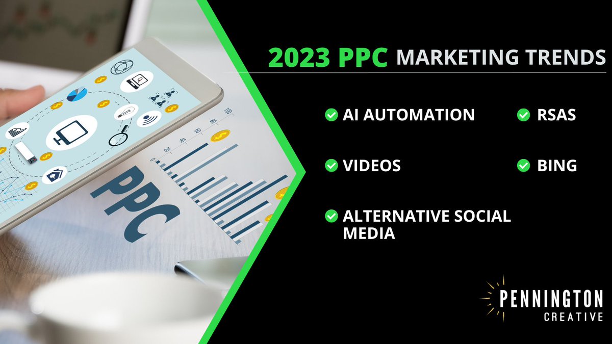 ohthatscreative's tweet photo. How will AI automation impact PPC marketing in 2023 and beyond? We take a look at this and other PPC advertising trends in our blog. #PPC #AI #digitalmarketing https://t.co/1c8BehhgIF https://t.co/5ugdtmkhDo