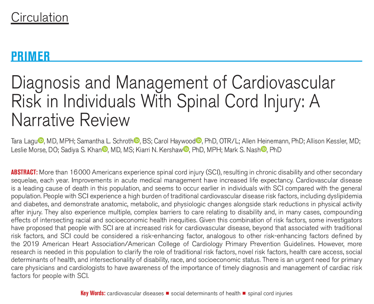 David W. McMillan (@drdwmcmillan) on Twitter photo Mega paper in <a href="/CircAHA/">Circulation</a> on dx and manage cardio in #SpinalCordInjury via <a href="/TaraLaguMD/">Tara Lagu</a> <a href="/SchrothSam/">Sam Schroth</a> <a href="/cehaywood/">Carol Haywood, PhD, OT</a> building on <a href="/PVA1946/">Paralyzed Veterans of America (PVA)</a> CSCM CPG from <a href="/BuonicontiFund/">The Buoniconti Fund / Miami Project</a>'s Dr. Mark S. Nash.
Paper 👉 doi.org/10.1161/CIRCUL…
Guidelines 👉 pva.org/research-resou… Mega paper in <a href="/CircAHA/">Circulation</a> on dx and manage cardio in #SpinalCordInjury via <a href="/TaraLaguMD/">Tara Lagu</a> <a href="/SchrothSam/">Sam Schroth</a> <a href="/cehaywood/">Carol Haywood, PhD, OT</a> building on <a href="/PVA1946/">Paralyzed Veterans of America (PVA)</a> CSCM CPG from <a href="/BuonicontiFund/">The Buoniconti Fund / Miami Project</a>'s Dr. Mark S. Nash.
Paper 👉 doi.org/10.1161/CIRCUL…
Guidelines 👉 pva.org/research-resou…