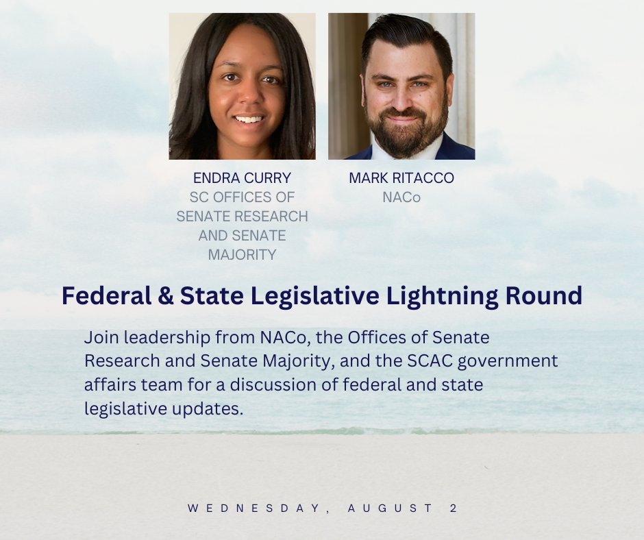 The 2023 Annual Conference offers informative workshops with something for everyone. Conference registrants should join us on WEDNESDAY, AUGUST 2, at the Sweetgrass Pavillion Conference Center. Learn more about the workshops 🔗 bit.ly/SCCounties23Wk…