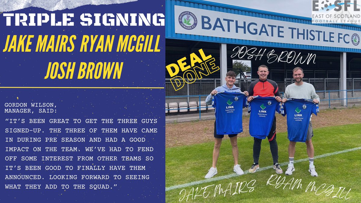 NEW SIGNINGS! ✍️👤✍️👤✍️👤
The Club is delighted to announce the signings of Ryan McGill, Josh Brown and Jake Mairs.

#MonTheJags
