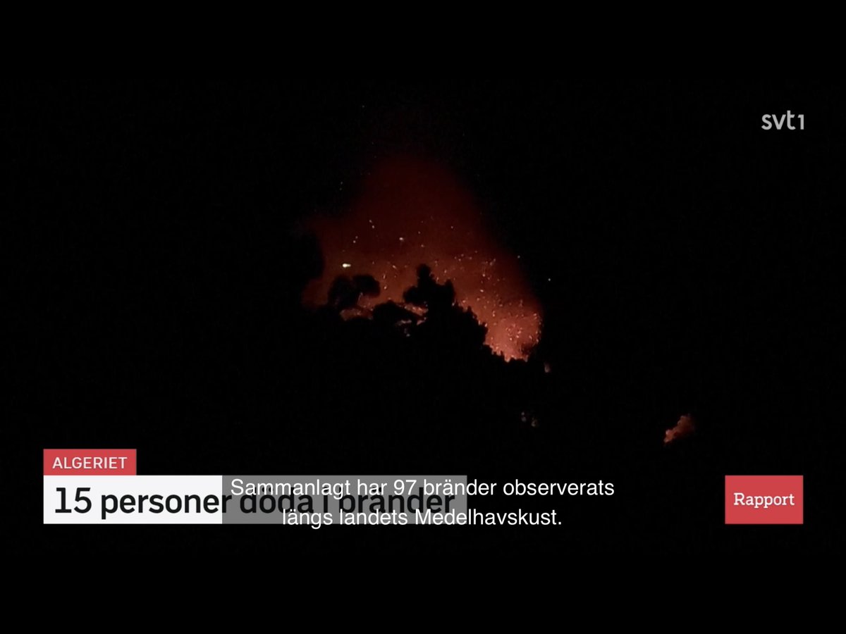 LtTorstenson's tweet photo. Makalöst av SVT! 
Rapport 19:30 meddelar att 97 bränder har upptäckts längs medelhavets kust orsakade av temperaturer på 48 grader i kombination med starka vindar.

Snälla SVT, ingenting självantänder vid 48  grader ens om det blåser aldrig så mycket……. https://t.co/nSW3Topy48