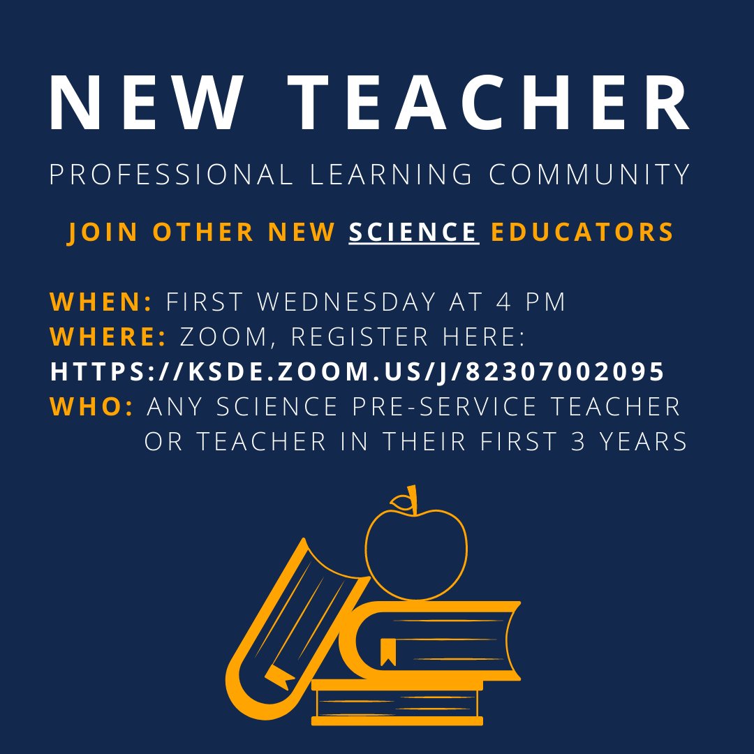 KSDEtchrleaders's tweet photo. KSDE is pleased to partner w/ @KATS to host a monthly VIRTUAL professional learning community for teachers in their 1-3 year of science teaching. Pre-service teachers welcome . Topics will range from lab safety to gen. classroom management tips. Register: https://t.co/K7SYBTF2Uv https://t.co/mFdUemlJ4a
