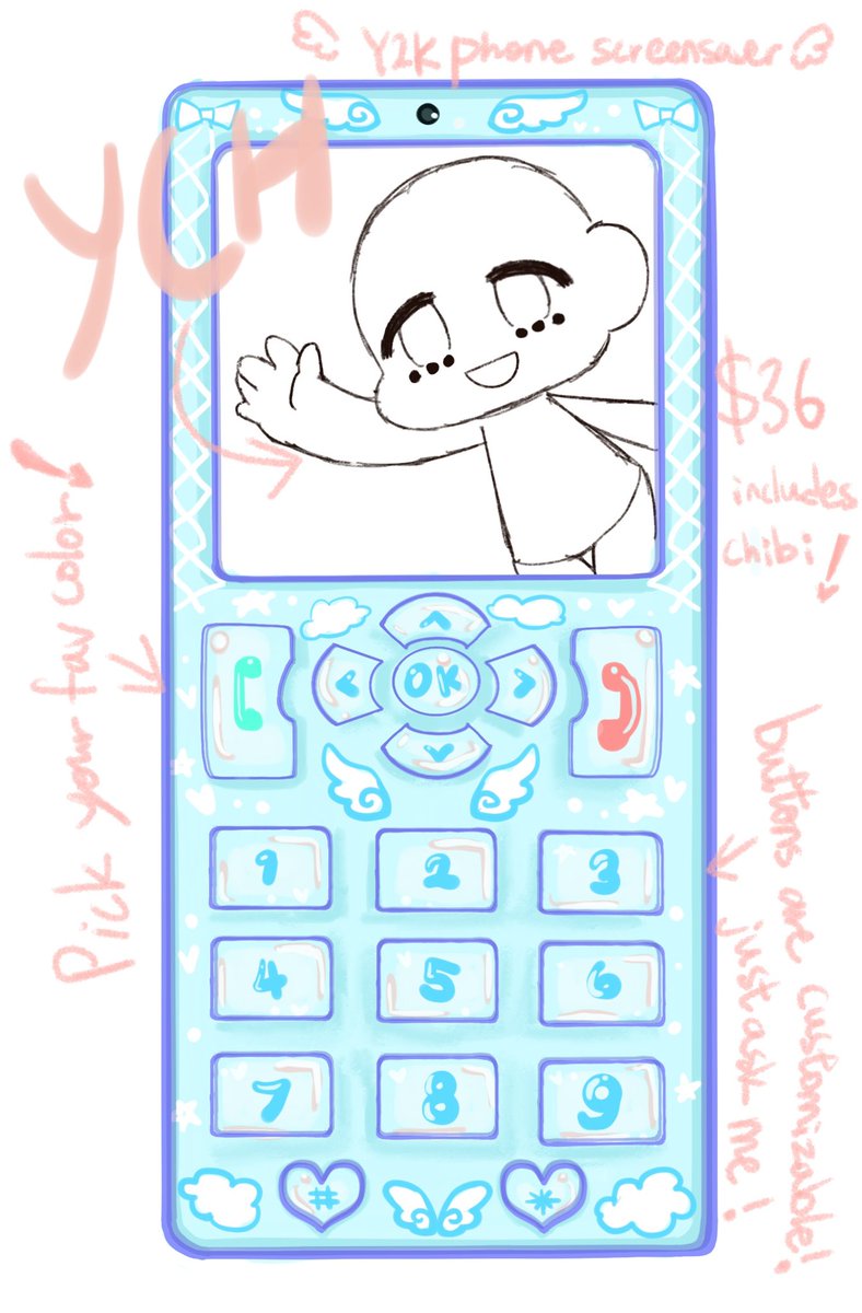 Phone screensaver/ background YCH open! Includes a chibi artwork of a character of your choice! You can decide the design of the phone, or let me design one that matches your character.  Accepting payment through Wise and PayPal ~