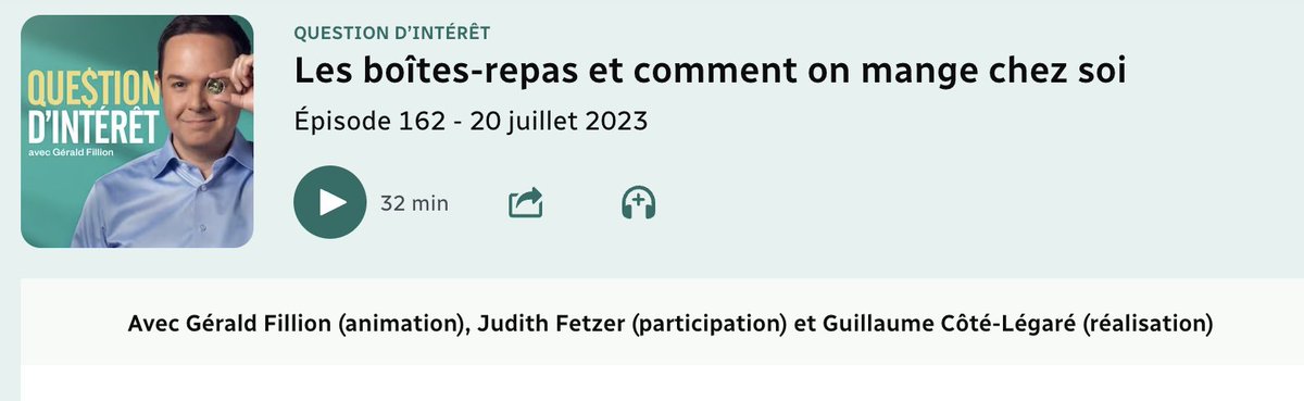 Vous pouvez désormais réécouter la plus récente entrevue de Judith Fetzer, présidente et cofondatrice de Cook it, avec <a href="/geraldfillion/">Gérald Fillion</a> sur Radio-Canada Ohdio.🎧

Par ici : bitly.ws/NY6A